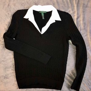 Lauren Ralph Lauren Black Collared Sweater